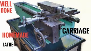 Carriage, Gearbox, Half Nut, Lead Screw, Compound Slider, Cross Slider Have Assemble Homemade Lathe