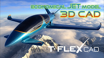 Economical AIRPLANE/JET model - concept | TURBOPROP ENGINE | T-FLEX CAD model ekonomicznego samolotu