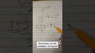 Summation of odd numbers = k^2 proof