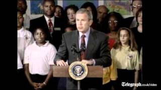 George W Bush delivers his first public speech after 9\/11 attack