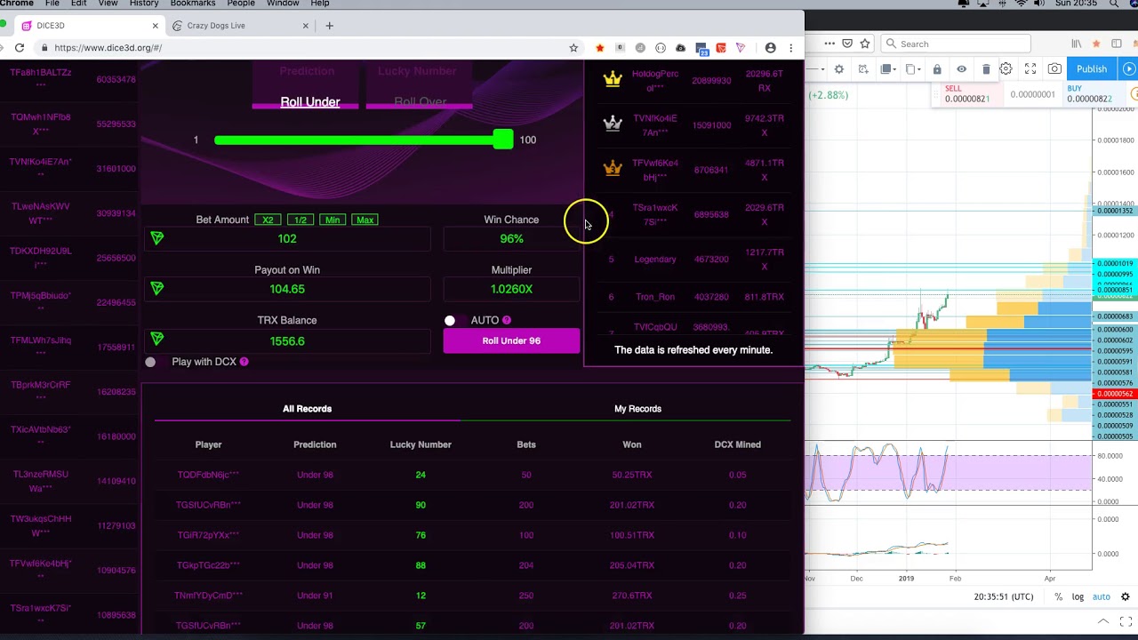 Dice3d TRON Dapp Dice Game | Mining DCX | Amazing Dividends
