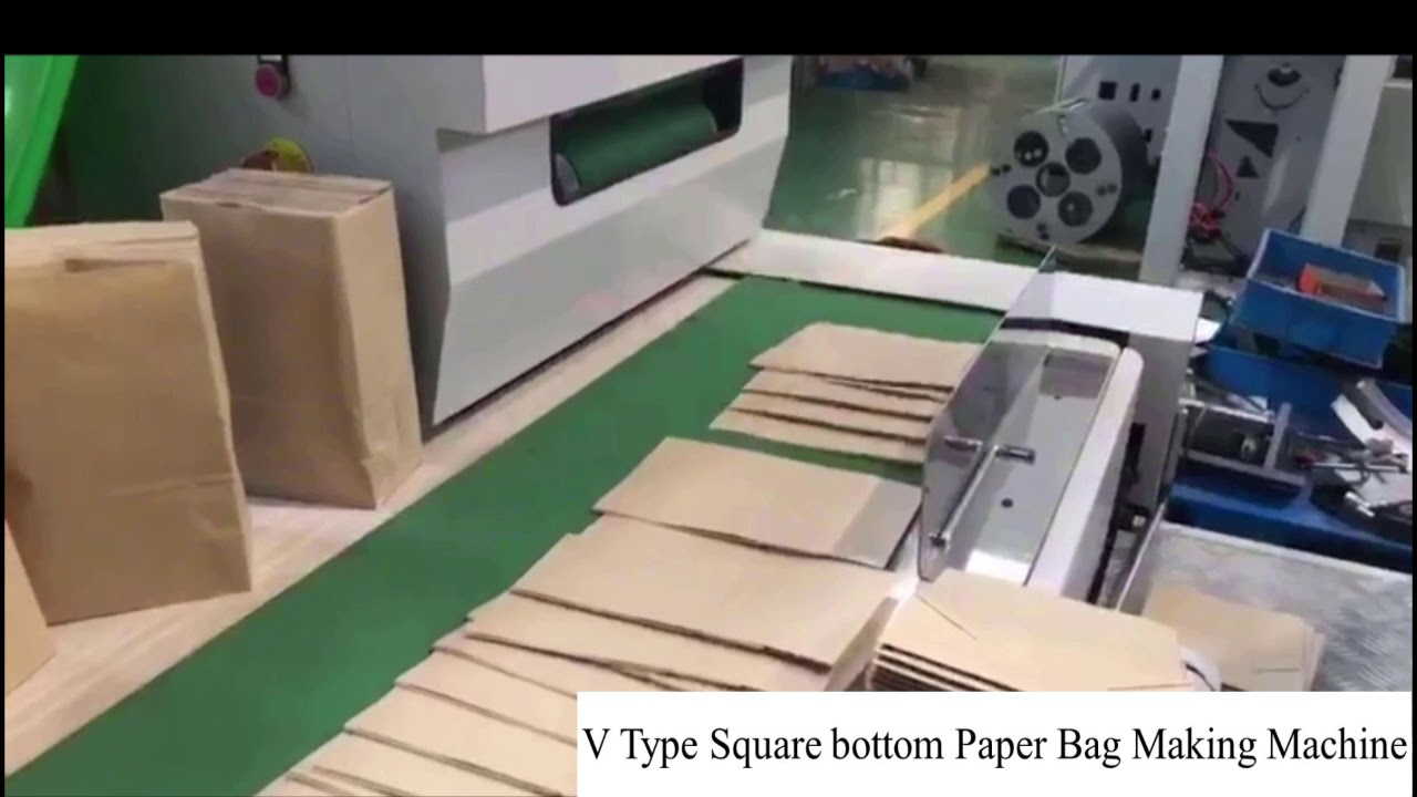 fully automatic square bottom paper bag making machine - YouTube