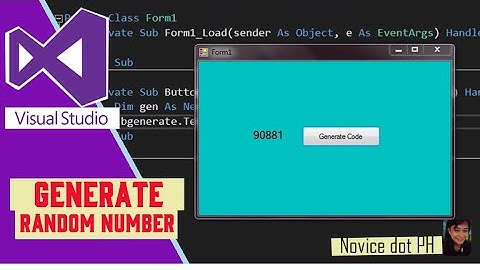 How to Generate Random Number in Vb.net || Generate Code || Visual Basic || Novice dot PH