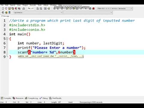 Write the c program which print the last digit of inputted number