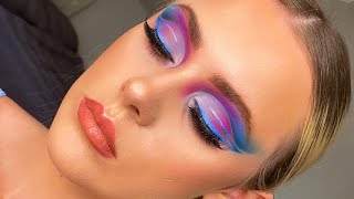 PINK AND BLUE CUT CREASE, LINER MAKEUP TUTORIAL | Hannah Webster