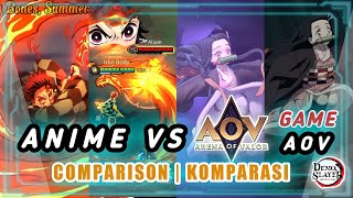 Comparison Kimetsu no Yaiba ANIME Vs GAME | AoV Collab Kimetsu no Yaiba | Demon Slayer x AOV