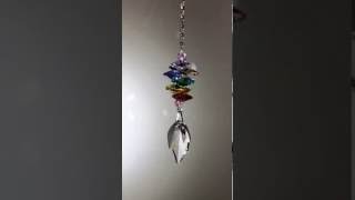 3" Swarovski crystal Leaf prism & Colorful Cascade Crystal Ornament by CrystalPlace, Suncatcher