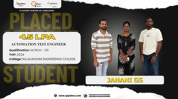 Congratulations to Janani GS for getting placed as a AUTOMATION TEST ENGINEER