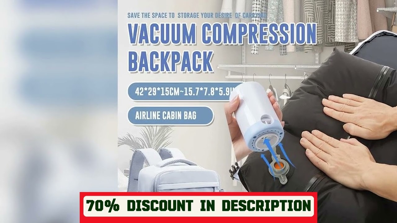 A must-have product! Vacuum Compression Backpack with Pump, Wizzair Easyjet Cabin Bag Travel Backp