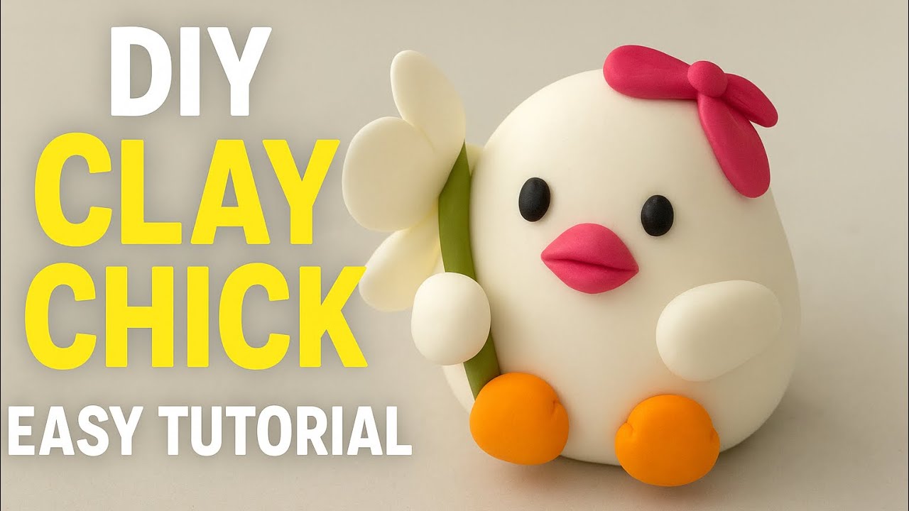 DIY Cute Clay Chick 🐣 || Cold Porcelain Chick with Flower | Easy Clay Tutorial