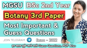Botany 3rd Paper, Bsc 2nd Year, Most Imp. Questions, Exam 2022, Cytogenetics, MGSU, SK EDUCATION HUB
