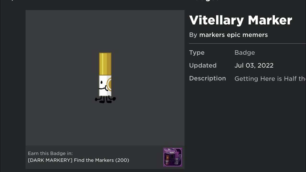 New marker badge in find the markers (Vitellary Marker) YouTube