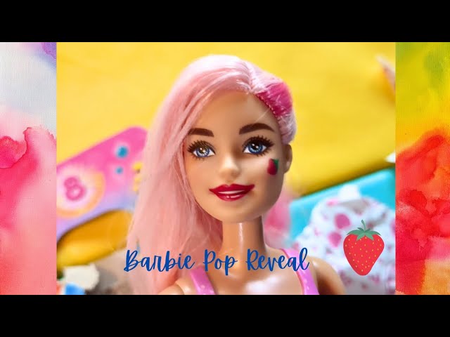 Barbie Pop Reveal Fruit Series Strawberry Lemonade Doll, 8 Surprises  Include Pet, Slime, Scent & Color Change