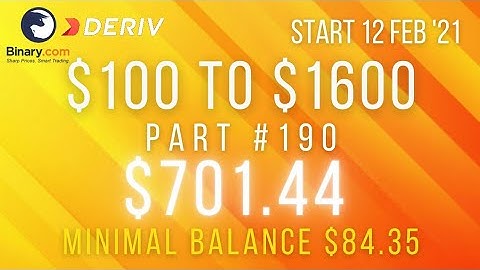 Part #190 $701.44 Done $100 to $1600 free bot binary.com deriv profit consistent digit differ