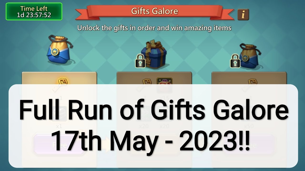 Lords mobile - Full Run of Gifts Galore - May 2023!!