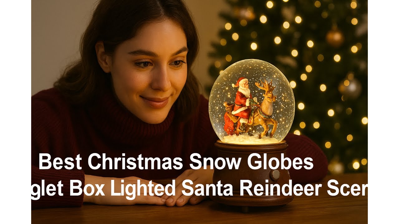 🎅 Santa with Reindeer and Sleigh | Best Christmas Snow Globes Music Box ...