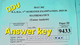 Tensor Analysis paper  [ MAT302] 2025-26|Answer Key BSc Math 5th Semester | DDU #aksstudyzone 