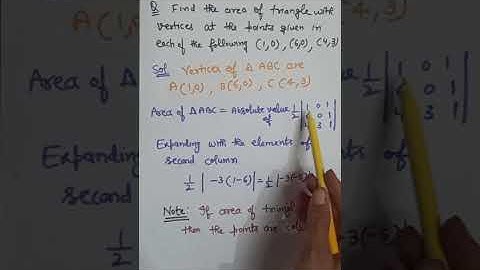 In determinant find the area of the triangle with the given vertices || #Shorts