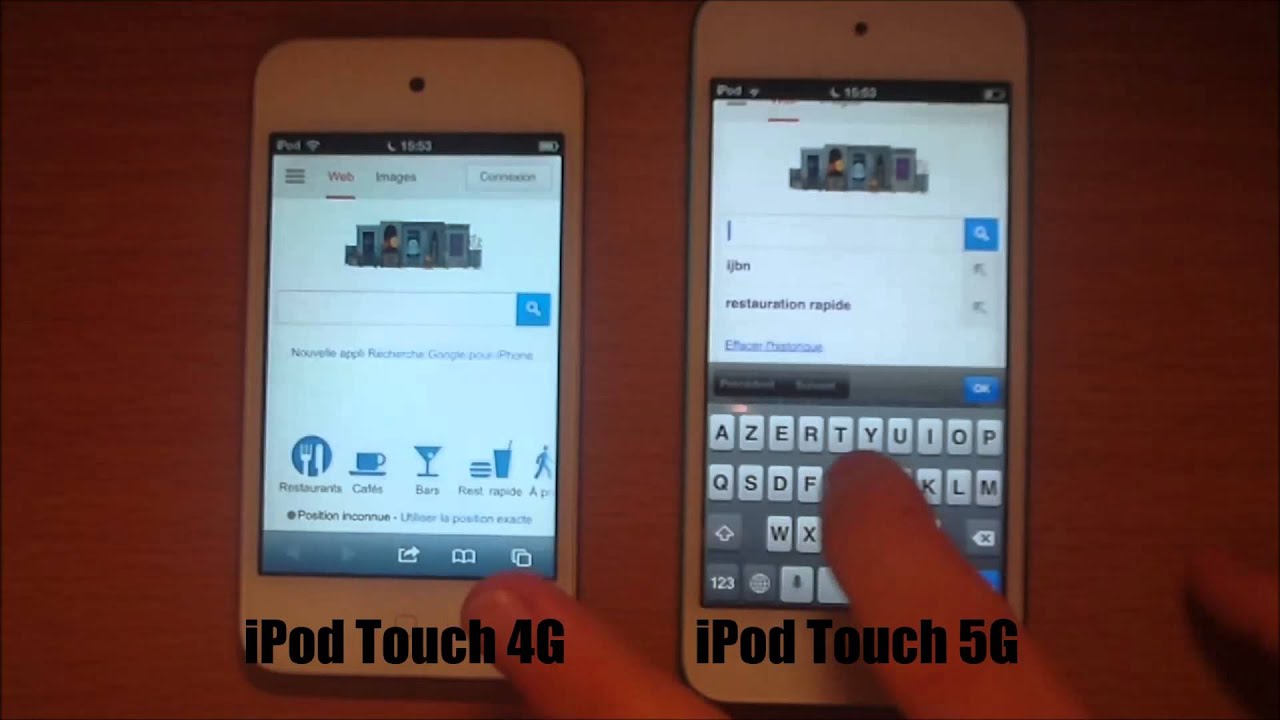 iPod Touch 4G VS iPod touch 5G (rapidité) - YouTube