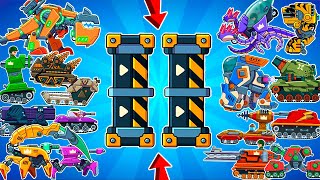 картинка: ВСЕ 21 ТАНКОВ и Бустер СТЕНА СРАЖАЮТСЯ в БОЯХ 2 на 2! Игра про Танки - Hills of Steel