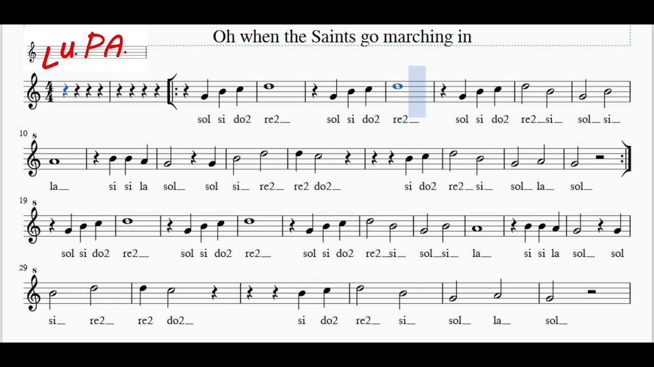 When the Saints Go Marching In - Karaoke - Flauto dolce - Spartito - Note - Canto - Instrumental