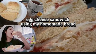 Egg-cheese Sandwich using homemade bread @CharcenFlor