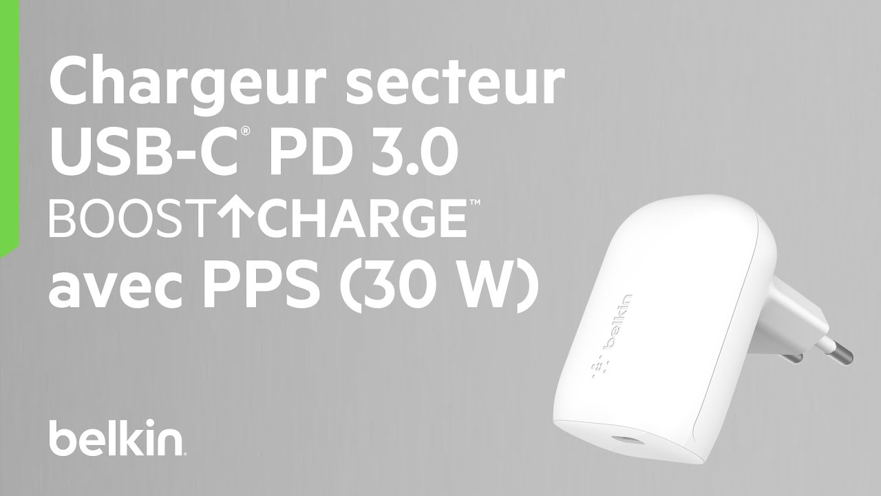 Chargeur puissant secteur Nano 30W USB-A et USB-C avec Power