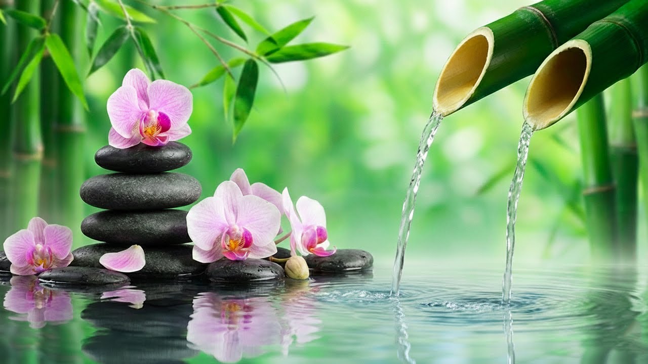 Успокаивающая фортепианная музыка, бамбуковый фонтан, музыка для сна.