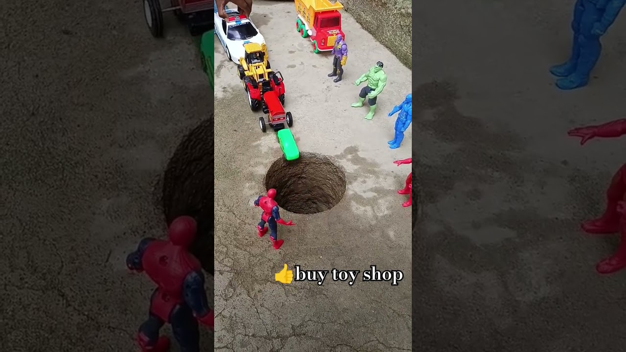Truck push rc toy car and tractor under the hole 
