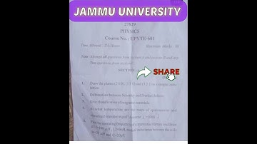 JAMMU UNIVERSITY SEM:6 Physics paper