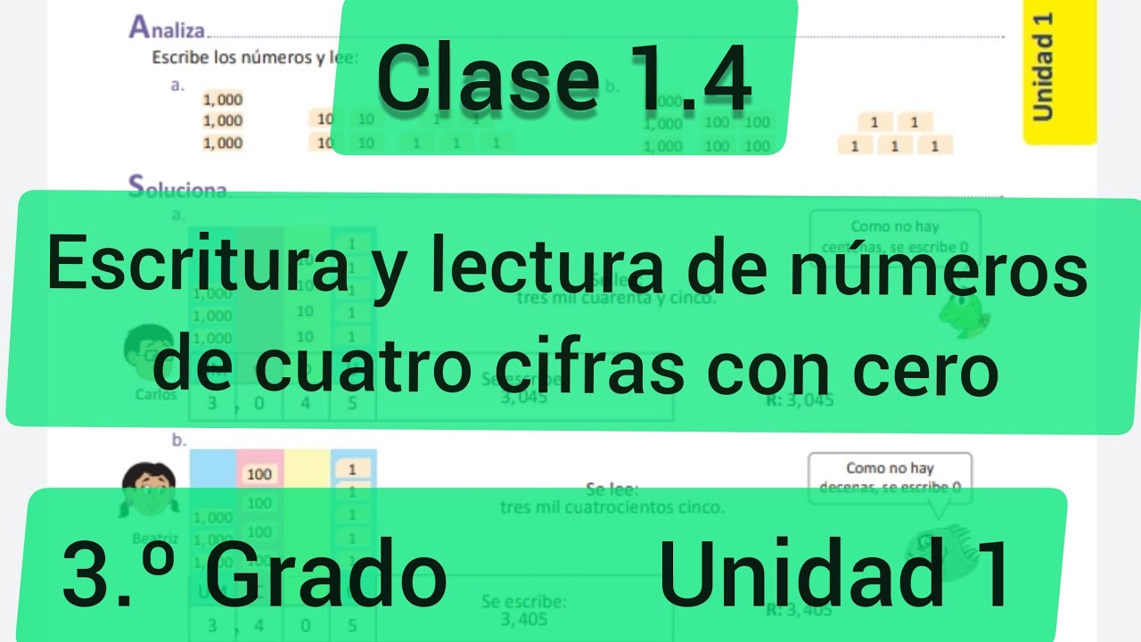 Escritura y lectura de números de cuatro cifras con cero | 3o Grado