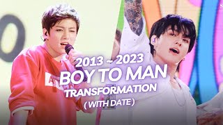 Jungkook Transformation 2013-2023 (with date) #BTS #방탄소년단 #전정국 #정국