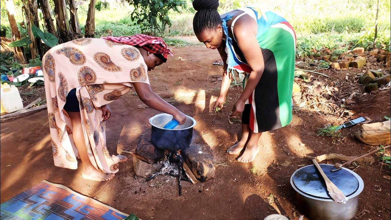 African village life! typical morning routine for two cowives # cooking organic breakfast 