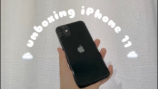 [ENG SUB] unboxing iPhone 11 64gb in black 🖤 + setup + accessories ft. skincare