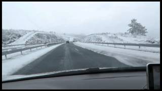Nieve en la AG-53 entre Lalín y el alto de Dozón