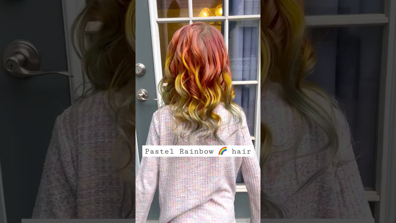 Pastel Rainbow 🌈 hair dye on my daughter!