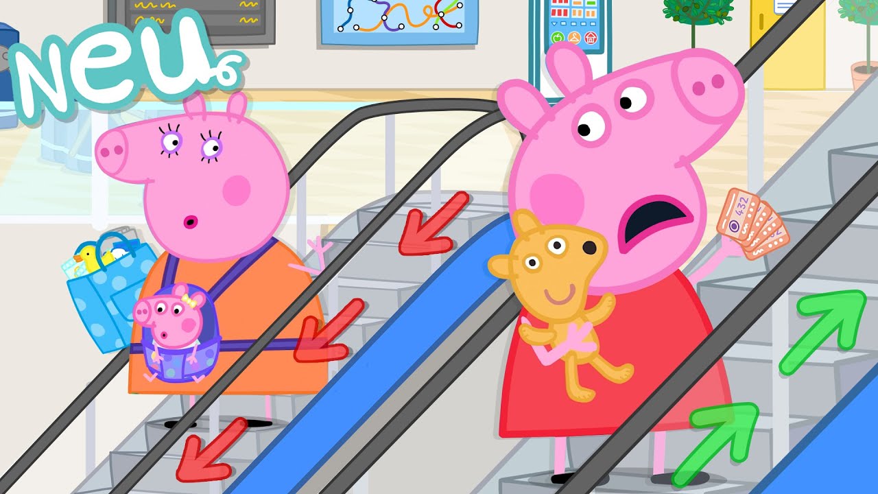 Peppa-Wutz-Geschichten 🎢 Rolltreppen  🛗 Videos für Kinder