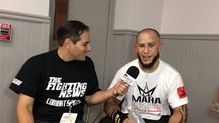 BKFC fighter Julian Lane shows his Broken Hands at post fight interview BareKnuckleFC