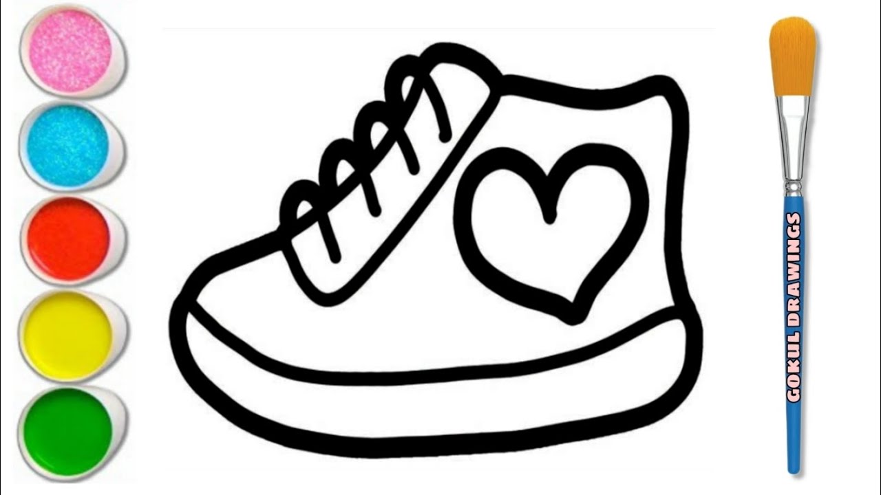 shoe-drawing-for-kids-how-to-draw-heart-shoe-colouring-painting-for