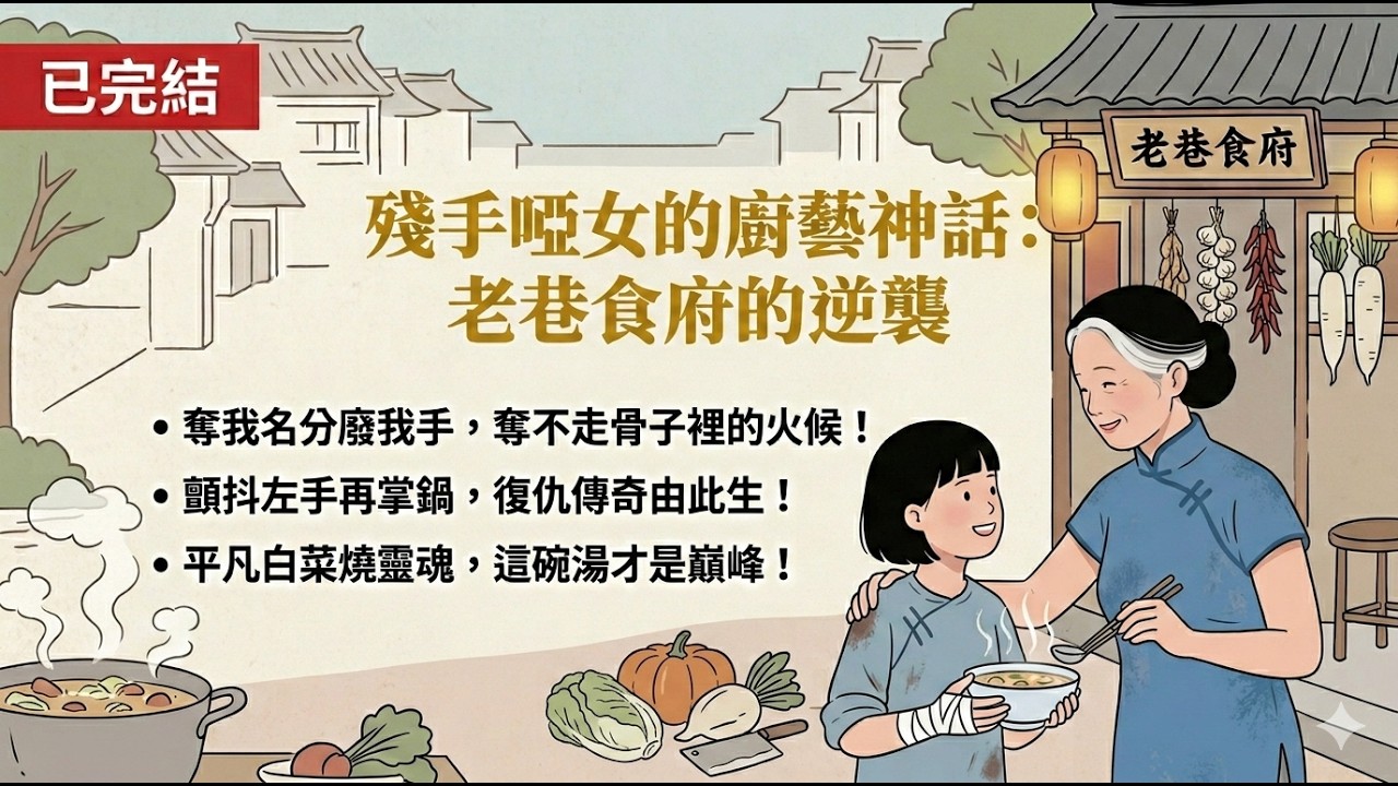 他奪走了我的名分與右手，卻奪不走我刻在骨子裡的火候。 當我用那隻顫抖的左手重新掌起鐵鍋，這場長達三年的復仇才正式開始。 頂級黑松露又如何？我這碗連油星都沒有的開水白菜，才是燒穿靈魂的巔峰之作。