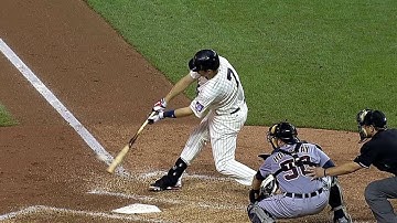 DET@MIN: Mauer doubles to drive in Santana in the 3rd