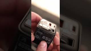 mFish E-Rhino 65W GaN Fast Charger with 1 USB-C & 1 USB-A Port, 2.6ft Retractable Type-C Cable, Fast