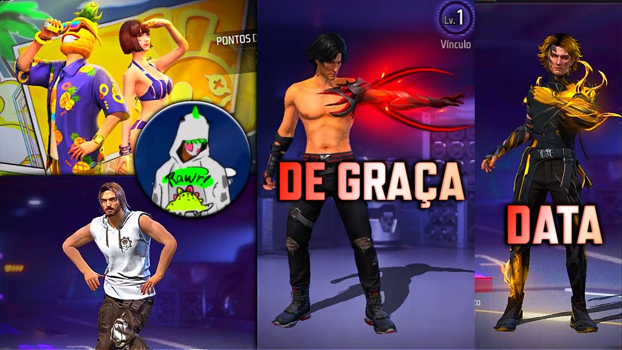 DATA DA NOVA SKIN EVOLUTIVA, NOVO PERSONAGEM DE GRAÇA, INCUBADORA, DINO 2D  - NOVIDADES FREE FIRE 