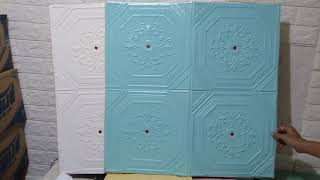 BATIK DIAMOND Wallpaper Foam 3D Emboss Panel Klasik Diagonal Stiker Dinding Plafon Peredam Suara