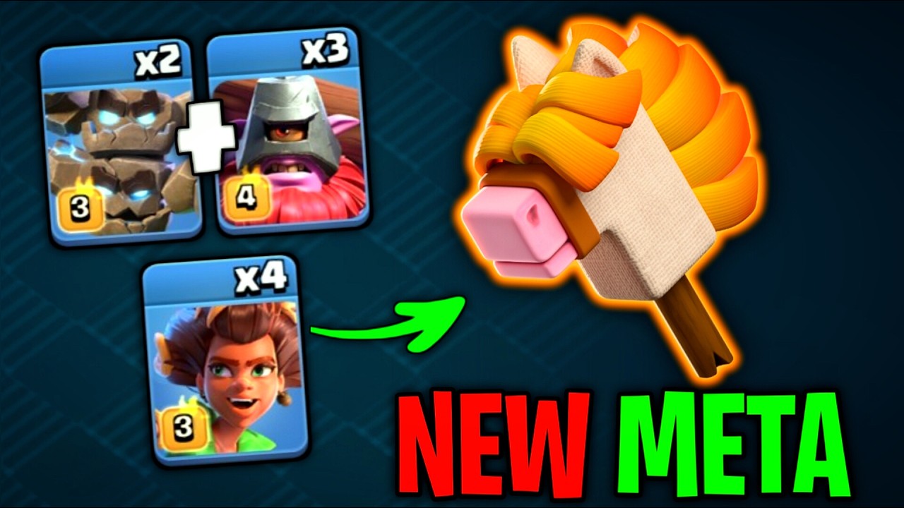 NEW META! Root Rider + Throwers + Meteor Golem with Stick Horse Equipment | Clash of Clans
