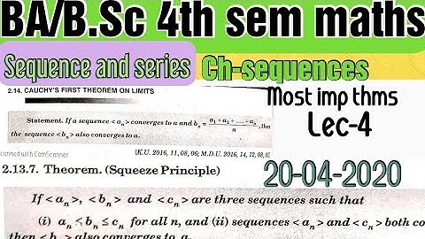LEC4!!SEQUENCE AND SERIES!CHAPTER _2 SEQUENCE! !! B.SC 4TH SEM!! CDLU, KU,GJU MDU