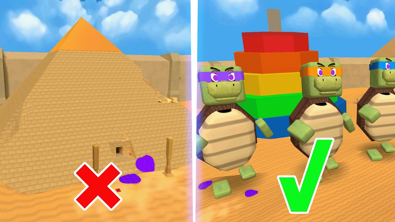 Ninja Rainbow Pyramid in Desert - Super Bear Adventure Gameplay ...