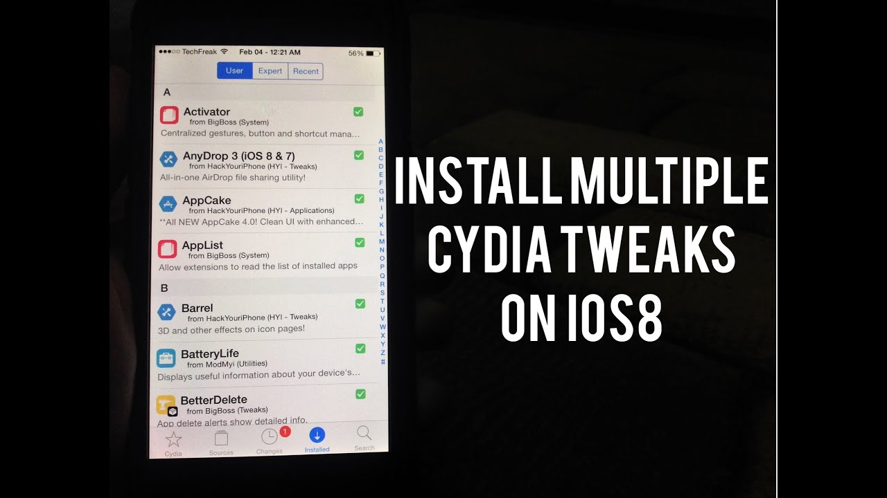 How To Install/Remove Multiple Cydia Tweaks At Once On iOS 8 - YouTube