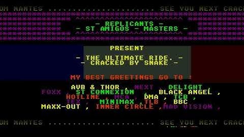 Ultimate Ride Cracktro by NeXT and ST Amigos and The Masters and The Replicants