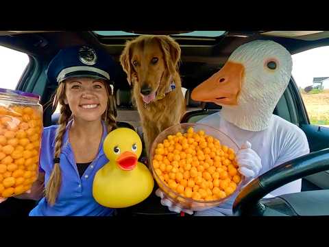 Rubber Ducky Surprises Frog, Police & Puppy in Car Ride Chase!